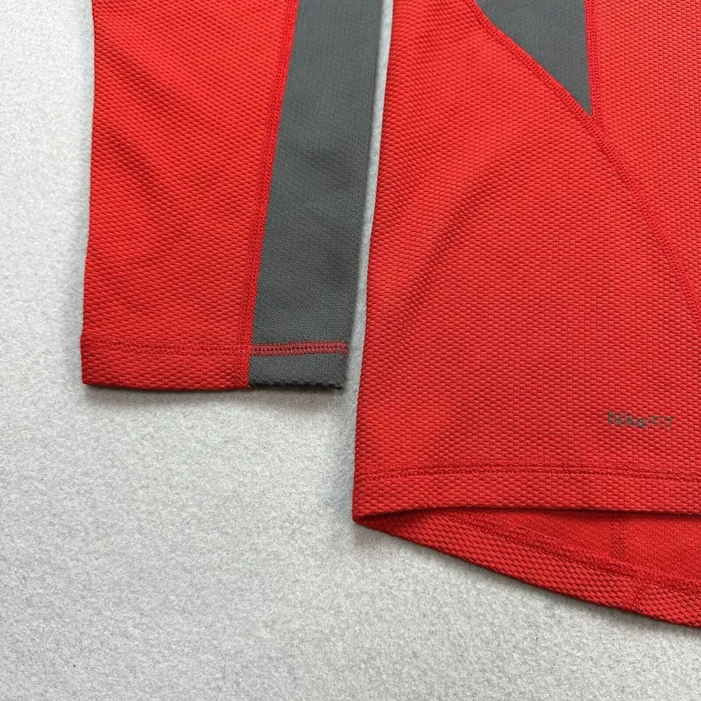 Nike Sweater Mens Large Red Gray ACG Lightweight 1/4 Zip Pullover Outdoor